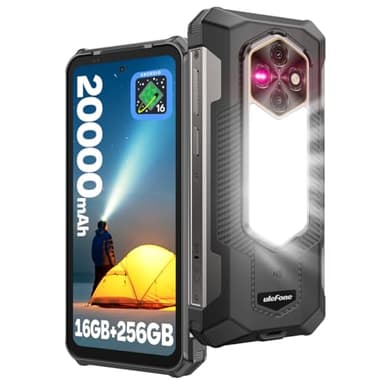 Ulefone Rugking 5 Pro Rugged Smartphone(2026)Android 16, 20000mAh Telefono Indistruttibile 16GB+256GB/2TB, 1000LM Super Torcia, 6.78''HD+, 64MP+20MP Visione Notturna Cellulare 4G Dual SIM/3 Slots/NFC