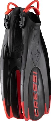 CRESSI Maui Long Fins - Pinne Lunghe Regolabili destinate al Nuoto e Allo Snorkeling, Nero/Rosso (dive center), M/L (41/44), Unisex Adulti