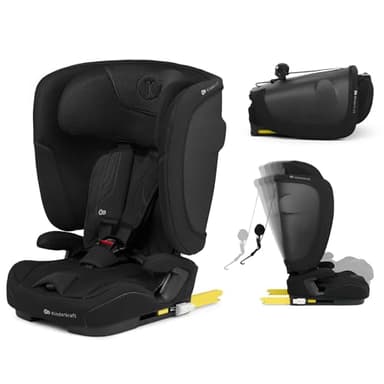 Kinderkraft FIX2GO Seggiolino per bambini i-Size, 76-150 cm, Isofix, Top Tether, saferide sensor, fino a ca. 12 anni, sistemi di sicurezza, rivestimenti di alta qualità, reclinabile, Nero
