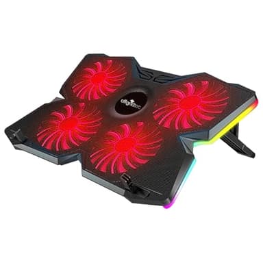 Offgridtec K25 Pro, supporto ventilato con 4 ventole silenziose a 1100 giri/min, 2 porte USB, regolabile in altezza, design ergonomico per console da gioco e computer portatili, rosso