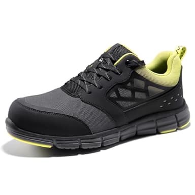 SPIEZ Scarpe Antinfortunistiche Uomo - Scarpe da Lavoro Leggere e Traspiranti, Resistenti alle Perforazioni, Sneakers alla Moda Nero/Verde EU 43