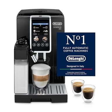 De'Longhi Dinamica Plus ECAM382.70.B, Macchina Automatica per Caffè in Chicchi, Macchina Cappuccino con Tecnologia LatteCrema, Macchina Espresso con 18 Ricette, Schermo TFT 3,5", 1450W, Nero