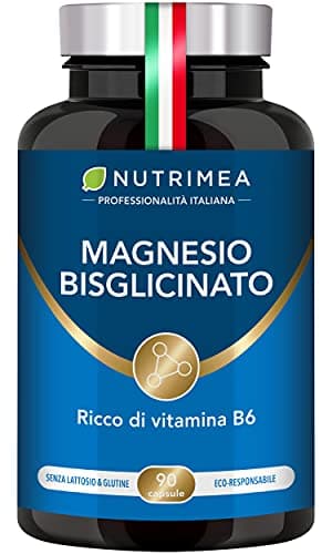 Magnesio Bisglicinato | Forma Chelata | Con Vitamina B6 | Contro Stress e Affaticamento | Dolori Muscolari | Elevata Biodisponibilità | 90 Capsule Vegetali