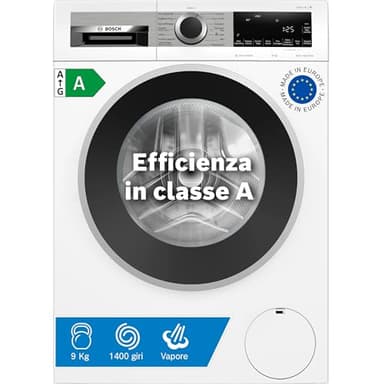 Bosch Elettrodomestici WGG244Z1II Serie 6 Lavatrice a carica frontale, capacità 9 kg, 1400 rpm, Iron Assist, Funzione Aggiungi bucato, Sistema Anti macchia, 60 cm