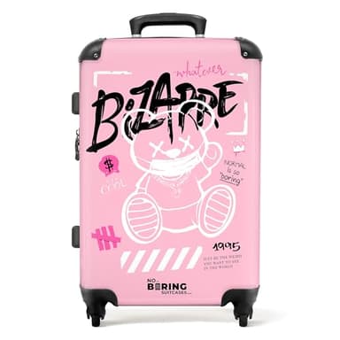 NoBoringSuitcases.com Valigia, Valigia Grande, Trolley Medio, Serratura TSA, Valigia Media, Valigia Media Rigida, Valigia 20 kg da Stiva, Valigia Grande 23 kg (67cm - 72L), (Orsetto di peluche - Rosa)