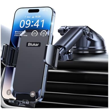 Blukar Porta Cellulare Auto, Upgrated Forte Aspirazione Supporto Porta Telefono Auto Universale per Parabrezza e Cruscotto, Accessori Automobili Compatibile con iPhone 16 Pro Max/16 Pro/16/15/14/13