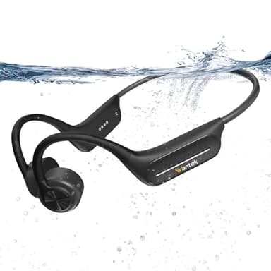 Wantek Cuffie Conduzione Ossea, Cuffie Nuoto per Piscina IP68, Auricolari Conduzione Ossea Bluetooth 5.4, Built-in MP3 32G Memoria, Auricolari Subacquee per il Surf, Nuoto, Corsa, Ciclismo