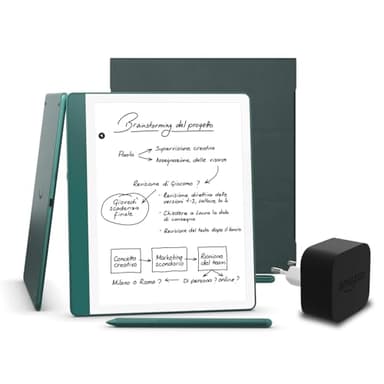 Kindle Scribe (versione 2024) 64 GB, una custodia in pelle Amazon Premium e un alimentatore Amazon Powerfast da 9 W