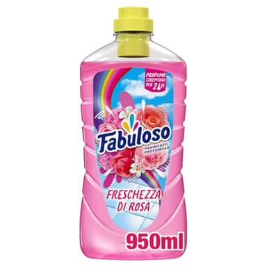 Fabuloso Detersivo Pavimenti Freschezza di Rosa 950ml | Detergente Multiuso | 100% Pulizia Istantanea | Profumo per 24 ore | Formula Biodegradabile al 98% | 99% Ingredienti di Origine Naturale