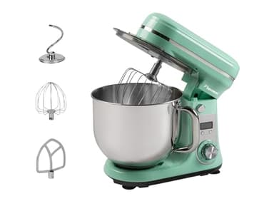 Bestron Robot da cucina Super Silent (65db) 4-1 robot da cucina con motore DC, ciotola da 6 litri, con gancio per impastare, frusta e mazza per impasto, 6 livelli di velocità + funzione impulsi,