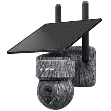 SHIWOJIA 4G LTE Telecamera di Sorveglianza Solare Esterno con Scheda SIM, 2K 360° PTZ Telecamera di Sicurezza Solare, Audio a 2 Vie, Sensore di Movimento PIR, Visione Notturna, IP66