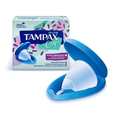 Tampax Cup, Coppetta Mestruale Riutilizzabile con Custodia Protettiva, Flusso Abbondante