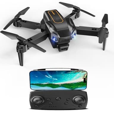 Drone con Telecamera 4k,Droni con Telecamera 4k Professionale,Drone per Bambini Mantenimento dell'altitudine Regolazione della velocità, Modalità Senza Testa-Dorato