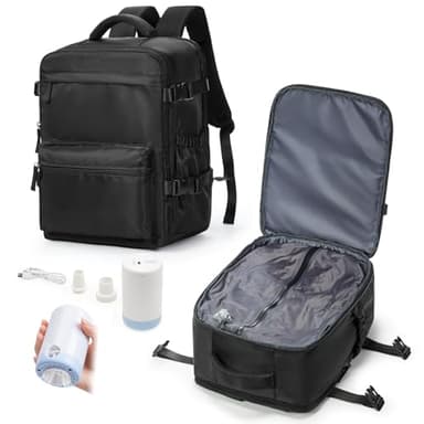 Zaino 40x30x20 Sottovuoto Viaggio Ryanair, Zaino da Viaggio Aereo Bagaglio a Mano Zaini Airbag Borsa da Cabina per Donna Uomo -Nero
