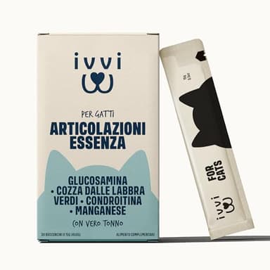 ivvi Articolazioni Essenza per Gatti – Crema Funzionale con glucosamina, condroitina, cozza Verde e Olio di Salmone – Supporto articolare – 30x15g – con Vero tonno