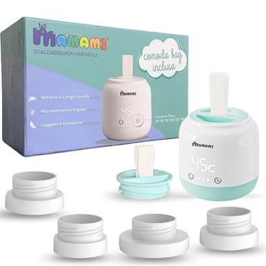 MAMAMI Scaldabiberon Portatile senza fili, Nuova Funzione Timer Integrata, Compatibile con i migliori brand, Scaldabiberon Portatile, Scalda il latte in 2 minuti (Verde/Bianco)