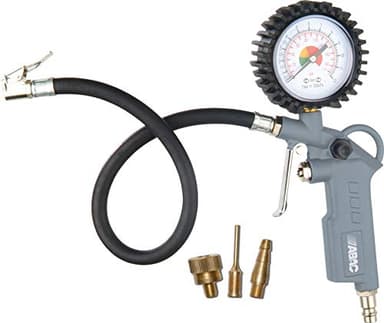 ABAC Pistola Gonfiaggio Pneumatici per Compressore 4 Pezzi G-580, Inclusi Gonfiagomme con Manometro e 3 Punte di Gonfiaggio, Pressione Max 8 Bar