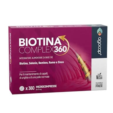 BIOTINA CAPELLI - Formula di Ricrescita 360°, Integratori per capelli con Biotina, Selenio e Zinco. Biotina Vitamine capelli, unghie e pelle. Crescita capelli azione anticaduta capelli donna uomo