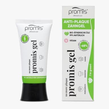 Promis Gel Dentale - Difesa Naturale Contro Carie e Tartaro, Oli Essenziali Naturali, Testato, Vegano, Tubo Sostenibile, Imballaggio Riciclato