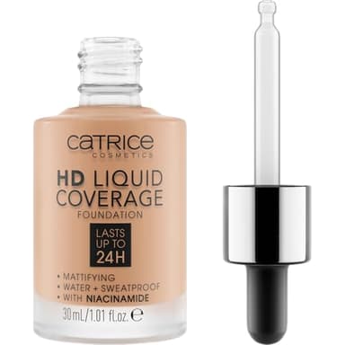 Catrice HD Liquid Coverage Fondotinta Viso Effetto Opacizzante, lunga durata, opacizzante, opaca (30ml)