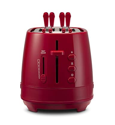 De'Longhi CTLAP2203.R Tostapane con Pinze, Controllo Progressivo del Grado di Tostatura, Indicatori Luminosi, Cassetto Raccoglibriciole, Piedini Antiscivolo, Potenza 550 Watt, Plastica, Rosso
