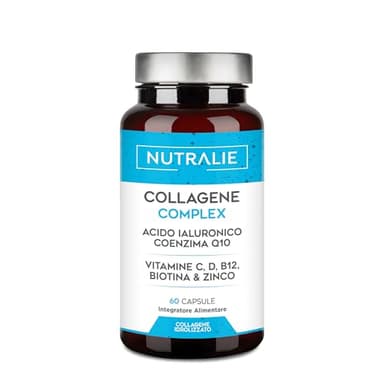 Collagene Acido Ialuronico - Idrolizzato + Biotina + Q10 - Pelle Cartilagine - Vitamina C, D, B12 e Zinco - Collagen Complex - 60 capsule Nutralie