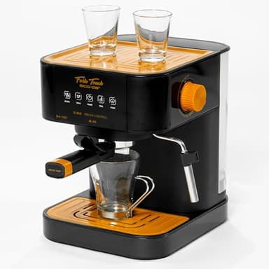ECODE® Macchina Caffè Cialde ESE 44 Espresso e Caffe Macinato in Polvere con Montalatte per Cappuccino, Tè o Infusioni – Coffee Machine 20 bar e Vaporizzatore in Acciaio – Disegno Stile Vintage