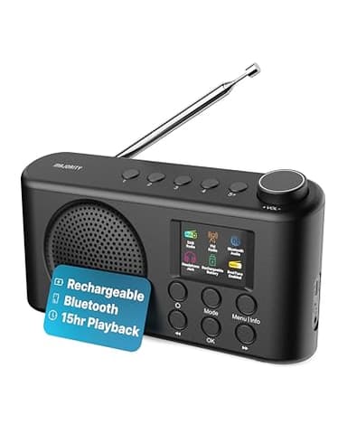 Majority Orwell Pro DAB/DAB+ Radio Portatile | Bluetooth FM, 40 Preset, 4 Pulsanti Rapidi, 15 Ore Batteria Ricaricabile USB-C, Minuterie Sonno, EQ 7 Presets, Schermo LCD | Radio Dab Casa, Viaggio
