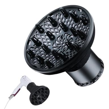 HAMKU 1 Pezzo Diffusore Universale Capelli Ricci - Ideale per Tutti i Capelli,Rimovibile Diffusore Capelli Ricci,Diffusore Asciugapelli, Accessori Asciugacapelli,Adatto per Parrucchiere,Nero
