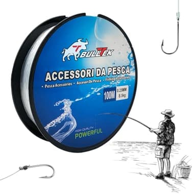 Lenza da Pesca in Nylon - 100 M - 0,25 mm – 8.5 KG - Monofilo, Bobina di Filo da Pesca, Resistente agli Strappi, trasparente, per Pescatori di Mare, Fiume, Lago