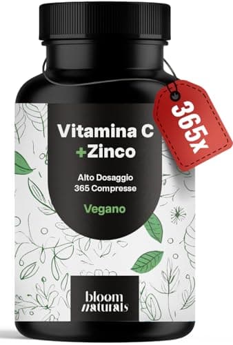 Vitamina C e Zinco - 365 Compresse - Alto Dosaggio - Vegan & Prodotto in Germania - Testato in Laboratorio