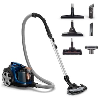 Philips PowerPro Expert Aspirapolvere Senza Sacco, Motore Potente da 900W, Filtro HEPA Allergy Lock, TriActive+ per Pavimenti e Tappeti, Blu (FC9745/09)