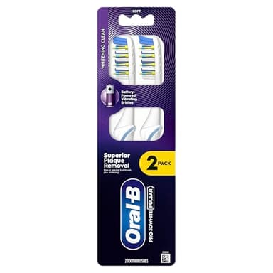 ORAL-B PRO-3DWHITE Pulsar Spazzolino da denti a batteria, per sbiancamento e rimozione della placca, setole medie, 2X