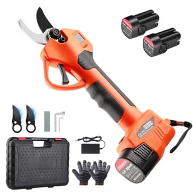 Forbici Potatura a Batteria, 2x2.0Ah Batteria,Motore Brushless,2 Aperture 25/35mm, Forbici Elettriche con Display per Giardino, Alberi da Frutto, Vigneto