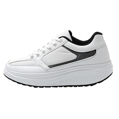 JOMIX Scarpe Basculanti Donna Scarpe Dimagranti Fitness Camminata Passeggio Ginnastica Chiusura a Lacci SD1618 (03 Bianco, 39)