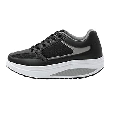 JOMIX Scarpe Basculanti Donna Scarpe Dimagranti Fitness Camminata Passeggio Ginnastica Chiusura a Lacci SD1618 (03 Nero, 38)