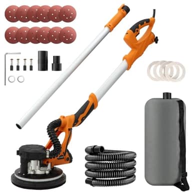 Ponceuse Girafe, 1250W Ponceuse Mur et Plafond, 5 Vitesses Variables 800-1800RPM avec poignée télescopique avec bande lumineuse LED et sac de collecte de poussière par aspiration