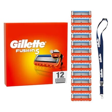 Gillette Fusion5 12 Lamette Gillette Fusion 5 di Ricambio per Rasoio Barba Manuale, Con Striscia lubrificante per Scorrevolezza Fluida e 6 Lame per Rasatura Profonda e Duratura, Lamette Rasoio Barba