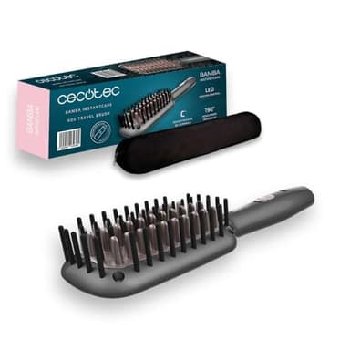 Cecotec Spazzola lisciante da viaggio InstantCare 400 Travel Brush, Rivestimento in ceramica, Temperatura massima 190º, Liscia senza togliere volume, Cavo 360º, Indicatori LED