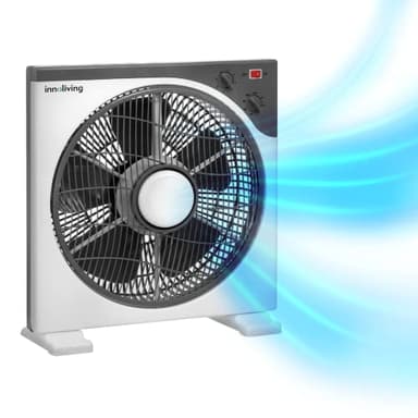 Innoliving Ventilatore Box INN-505NEW, 5 Pale Potenti, 3 Velocità Regolabili, Timer 60 Minuti, Funzione Oscillazione, Design Compatto e Silenzioso, Ideale per Casa e Ufficio