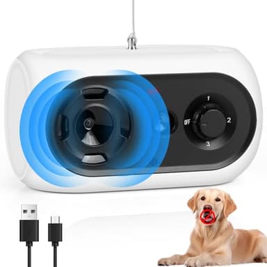 Ultrasuoni Antiabbaio, Automatico Anti Abbaio Cani con 3 modalità Ricaricabili Automatico Anti Abbaio Sicuro Dissuasore per Cani Taglia Piccola Media Grande Interni Esterni