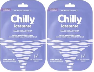 Chilly, Maschera Idratante per le Parti Intime Femminili, Formula in Hydrogel, Con Vitamina B3 e Acido Ialuronico, Secchezza, Menopausa, Pre e Post Ciclo, Formula a pH5.5, Clinicamente Testata
