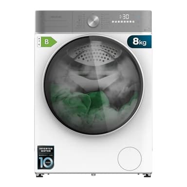Cecotec Lavatrice Asciugatrice 8-5Kg Carico Frontale Bolero Wash&Dry 8580 Inverter A. 1400RPM, 16 Programmi, Motore Inverter Plus, SteamMax, OnSmart, Fuzzy Logic, SpaCare e Rilevatore Carico