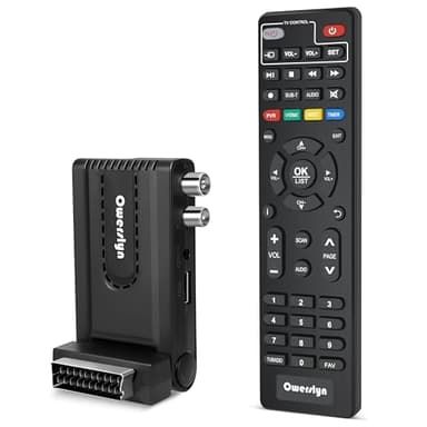 Decoder Digitale Terrestre 2025, OWERSLYN Decoder DVB-T2 HD 1080P H265 HEVC Main 10 Bit, HDMI CEC TV Stick Supporto Uscita HDMI/Scart e USB Multimediale/PVR Recorder/Telecomando 2in 1 (M4)
