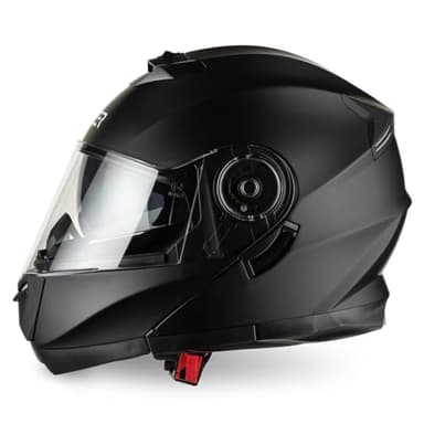 CRUIZER Casco Moto Scooter Modulare nero Opaco Doppia Visiera Trasparente Sole (XXL)