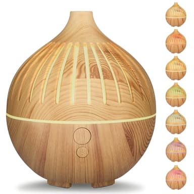 Diffusore di oli essenziali, Hianjoo 180ml Diffusore di Aromaterapia, Ultrasuoni Aromaterapia Diffusore Umidificatore a Nebbia Fredda con 7 Luci Colorate per Ufficio e Casa (Marrone Chiaro)