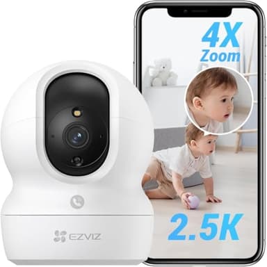 EZVIZ Telecamera Wi-Fi Interno 2K, Videocamera Sorveglianza 4MP per animali e bambini, Motorizzata a 360°, Audio a due vie, Funziona Alexa, Avvisi movimento, Visione notturna, Modello CP1