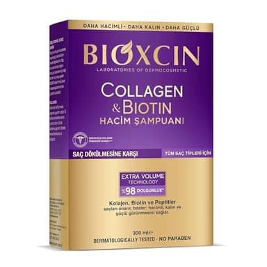 Bioxcin Collagen & Biotin Volume Shampoo 300 ml – per capelli più spessi, più forti e più voluminosi – contro la caduta dei capelli – tutti i tipi di capelli
