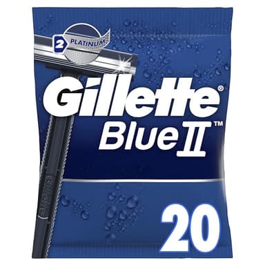 Gillette BlueII Rasoi Da Uomo Usa E Getta Confezione Da 20, Rasoio A 2 Lame Con Testina Fissa