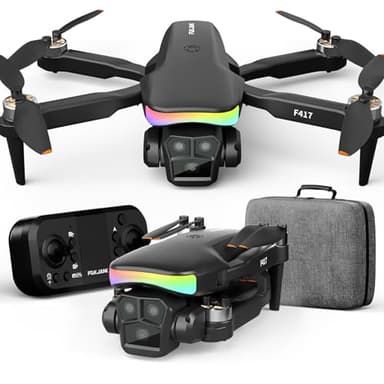 F417 Drone con Telecamera ESC HD 1080P per Bambini e Adulti,LED, Con doppia fotocamera 1080P,motore brushless e funzioni come 3D Flip e FPV,Altitude Hold,Regalo per Ragazzi e Ragazze,borsa a mano,C0